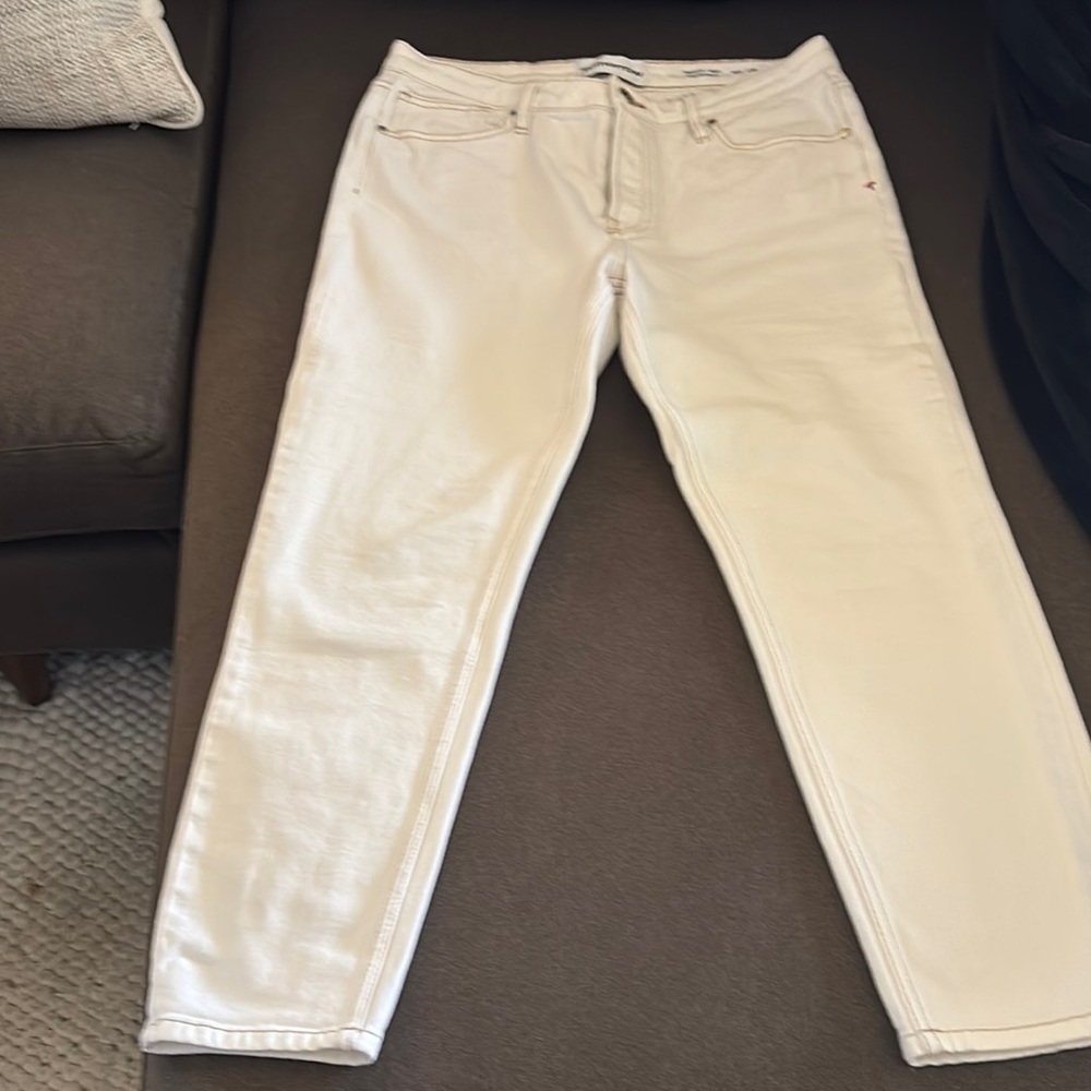 Cream Straight-Leg Jeans
